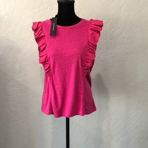 NWT bcbg magenta shirt with ruffled sleeves XS